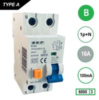 SEP Aardlekautomaat 16A B Kar 100mA 2 polig 36mm RCM2 Kema Keur 230V automaat en aardlek in een