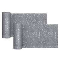 Santex Kerst tafelloper op rol - 2x - zilver glitter - 18 x 500 cm - polyester - Tafellakens - thumbnail