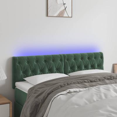 Hoofdbord LED 144x7x78/88 cm fluweel donkergroen