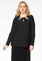 Yoek Shirt relax cut-out | Zwart | Maat 46/48