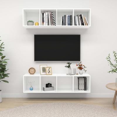 Tv-wandmeubelen 2 st spaanplaat wit