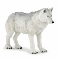 Speelgoed Witte wolf - figuur - 9,5 cm - kunststof - speeldieren - dieren - speelfiguren - thumbnail