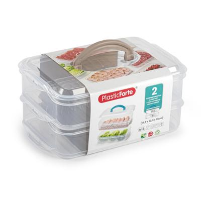 Lunch en Vleeswaren bewaarbakjes - transparant - 24 x 16 x 11 cm - 2 lagen - broodbeleg vershouddoos