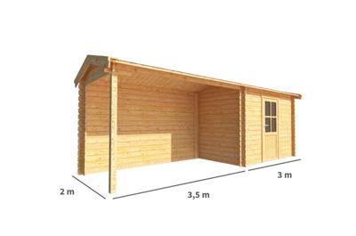 Blokhut met overkapping Fenna 650 cm bij 200 cm diep Zadeldak - Warentuin collection