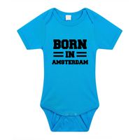 Born in Amsterdam cadeau baby rompertje blauw jongens 92 (18-24 maanden)  - - thumbnail