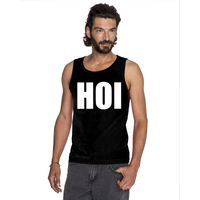 Hoi tekst singlet shirt/ tanktop zwart heren - thumbnail