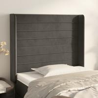 Hoofdbord met randen 93x16x118/128 cm fluweel donkergrijs