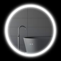 kleankin Badkamerspiegel Badspiegel Wandspiegel, Anti-condensfunctie, LED-verlichting, Ã˜80 x 3,3 cm, Wit + Zilver