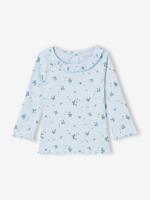 Babyshirt van ribtricot met lange mouwen hemelsblauw