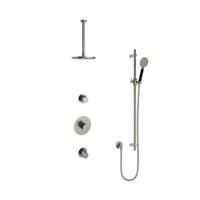 Hotbath Cobber - Inbouw Regendoucheset - Geborsteld Nikkel - 2 Stopkranen - Thermostatisch - Plafondbuis 30 cm - Hoofddouche 200 mm - Ronde Handdouche 3 Standen - Glijstang 900 mm - Waterbesparend
