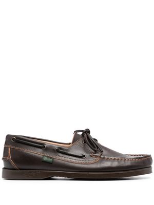 Paraboot chaussures bateau en cuir à lacets - Marron