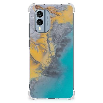 Nokia X30 Anti-Shock Hoesje Marble Blue Gold Nokia X30 Anti-Shock Hoesje Marble Blue Gold
