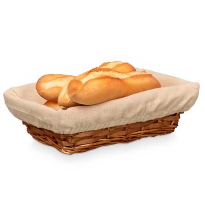 Kipit Broodmandje met stof - riet/canvas - bruin - 28 x 18 x 8 cm - landelijke stijl - Broodjes serv