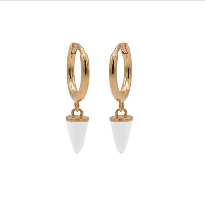 Karma Oorringen Hinged Hoops Emaille Cone Wit Rosé