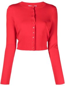 Victoria Beckham cardigan en maille pointelle à coupe crop - Rouge