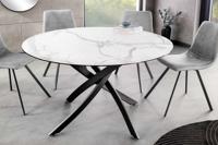Ronde eettafel ALPINE 120cm wit keramiek marmer design zwart metalen poten sterframe - 44230 - thumbnail