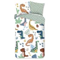 Dekbedovertrek Katoen Happy Dino Natuur 140x200 Cm Ademend Good Morning - Dekbed-Discounter.nl