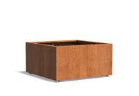 Cortenstaal plantenbak CARREZ met wielen 120x120x60cm.