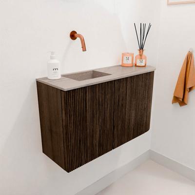 Toiletmeubel Mondiaz Joya Dlux | 71.6 cm | Meubelkleur Walnut | Faye wastafel Saba Wasbak Links | Zonder kraangat(en)