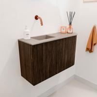 Toiletmeubel Mondiaz Joya Dlux | 71.6 cm | Meubelkleur Walnut | Faye wastafel Saba Wasbak Links | Zonder kraangat(en)
