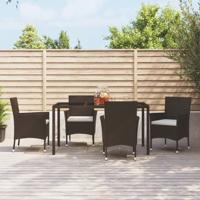 Tuinstoelen met kussens 4 st bruin poly rattan (alleen VK/IE/FI/NO)