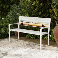 Metalen Tuinbank Weerbestendige Zitbank voor 2 Personen Parkbank tot 300 kg Belastbaar Wit