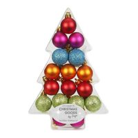 17x Kunststof gekleurde kleine kerstballen pakket 3 cm - Kerstbal - thumbnail