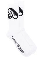 Alexander McQueen chaussettes à logo Seal en intarsia - Noir - thumbnail