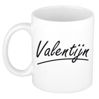 Valentijn Naam koffiemok - beker - met sierlijke letters - wit - 300 ml - Cadeau - Heren