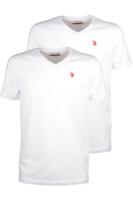 U.S. Polo Assn. Classic Fit T-Shirt V-hals Dubbel pak wit, Effen