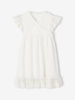 Nette jurk met wikkeldetail voor meisjes, met geborduurde details van tule wit