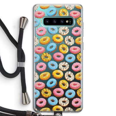 Pink donuts: Samsung Galaxy S10 Plus Transparant Hoesje met koord