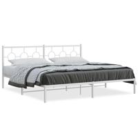 Bedframe met hoofdbord metaal wit 200x200 cm