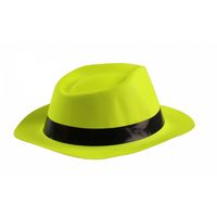 Lg-imports Hoed Met Zwarte Band Neongeel One Size - thumbnail