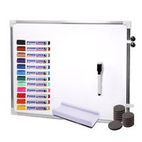 Magnetisch whiteboard/memobord - 50 x 70 cm - 12x gekleurde stiften - 15x magneten - en een wisser   -