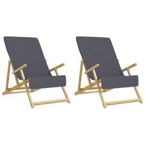 The Living Store Strandhanddoeken - Zacht - Anti-slip - Antraciet - 60 x 135 cm - Set van 2