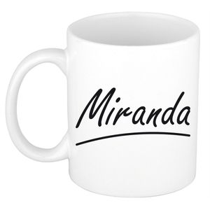 Naam cadeau mok / beker Miranda met sierlijke letters 300 ml   -