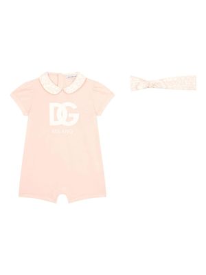 Dolce & Gabbana Kids trousseau de naissance en coton à logo imprimé - Rose