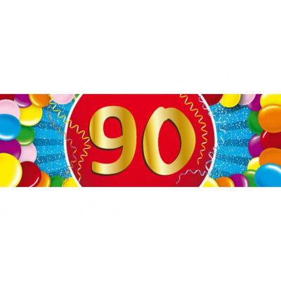 90 jaar leeftijd sticker - 19 x 6 cm - 90 jaar verjaardag - jubileum - versiering