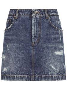 Dolce & Gabbana minijupe en jean à effet usé - Bleu