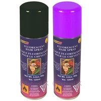 Haarverf/haarspray - 2x - paars/zwart - spuitbus - 125 ml - Carnaval/halloween