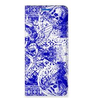 Mobiel BookCase OPPO Reno6 5G Angel Skull Blauw