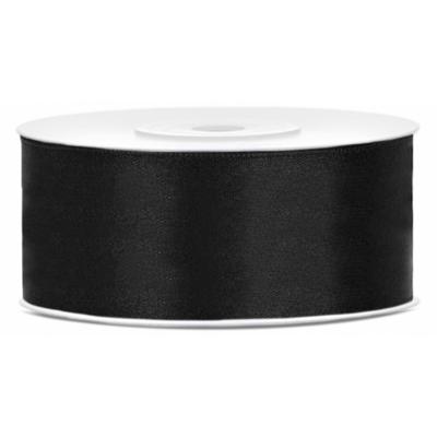 Partydeco Cadeaulint - zwart - 2,5 cm x 25 meter - satijn - sierlint - inpakken - decoratie