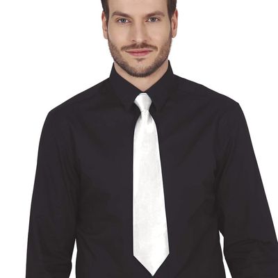 Carnaval verkleed stropdas - wit - polyester - volwassenen/unisex