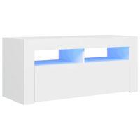 The Living Store - TV-meubel - Hifi-kast - 90x35x40 cm - LED-verlichting - wit - thumbnail