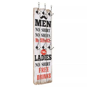 VidaXL Wandkapstok met 6 haken men ladies 120x40 cm