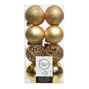 Decoris Kerstballen - 16x st - goud - D6 cm - kunststof - kerstversiering