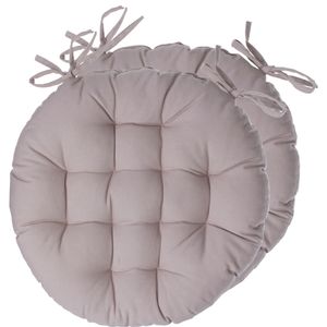 Atmosphera Stoelkussens rond - 2x - beige - katoen - 38 x 6.5 cm - wicker zitkussen