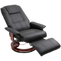 HOMCOM relaxfauteuil TV-fauteuil verstelbare fauteuil van kunstleer 360Â° draaistoel, houten onderstel, zwart, 145 Â° kantelbaar