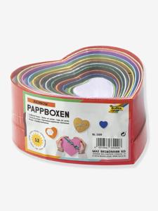 Set van 12 kartonnen dozen, in de vorm van een hart RAINBOW FOLIA meerkleurig